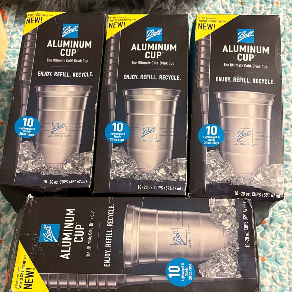 Ball Aluminum Cups — Silver Disposable Party Cups (10 Count) 4 Boxes